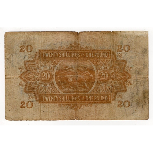 619 - East African Currency Board 20 Shillings or 1 Pound dated 1st January 1933, portrait King George V a... 