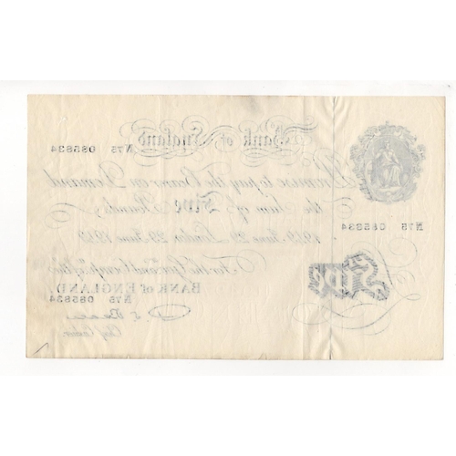 62 - Beale 5 Pounds (B270) dated 29th June 1949, serial N75 085834 (B270, Pick344) pinholes and small hol... 