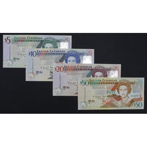 623 - East Caribbean (4), 50 Dollars, 20 Dollars, 10 Dollars and 5 Dollars issued 2008 (TBB B231 - B234, P... 