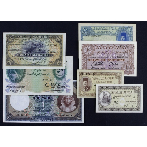 629 - Egypt (7), 5 Piastres dated Law 1940 (2) 2 x different designs/issues, 10 Piastres dated Law 1940 (2... 