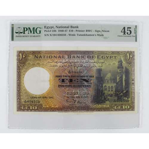 632 - Egypt (P23b) 10 Pounds dated 16th April 1945, signed N. Nixon, serial X/104 036558 (TBB B122c, Pick2... 