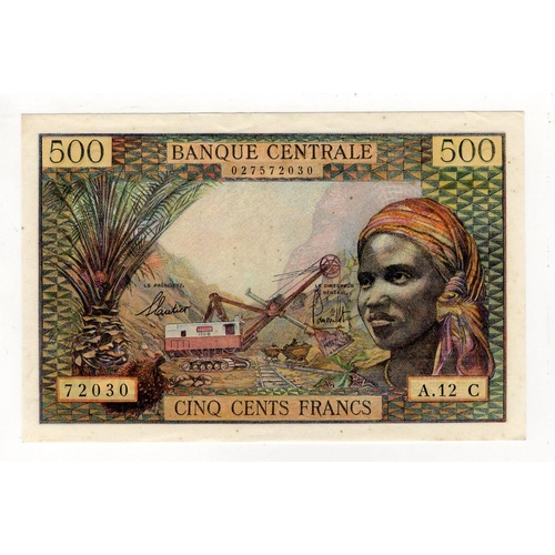 647 - Equatorial African States, Congo 500 Francs issued 1963, serial A.12 72030 (TBB B202, Pick4g) light ... 