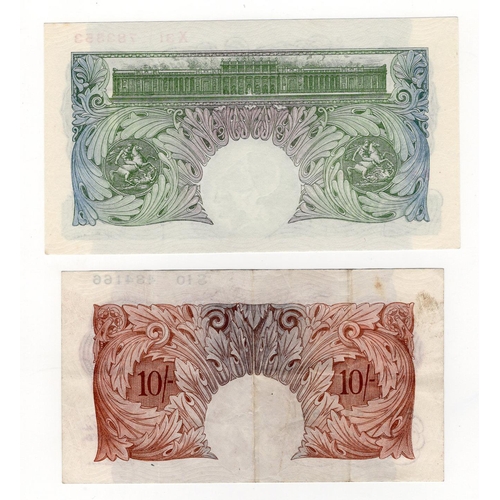 65 - Catterns (2), 1 Pound issued 1930 serial X31 783853 (B225, Pick363b), 10 Shillings issued 1930 seria... 