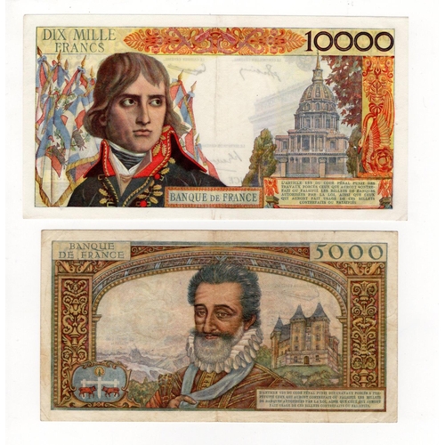 671 - France (2) 5000 Francs dated 6th June 1967, portrait Henri IV at centre, serial K.13 00861 (Pick135a... 