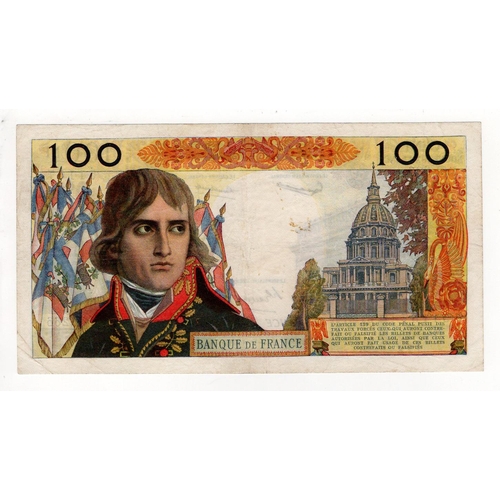 678 - France 100 Nouveaux Francs dated 10th October 1963, portrait of Napoleon Bonaparte at right, serial ... 