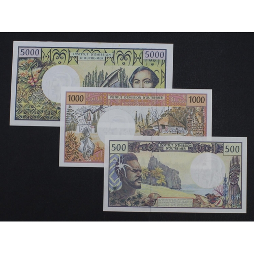 691 - French Pacific Territories (3), 5000 Francs issued 1996, 1000 Francs issued 1996, 500 Francs issued ... 