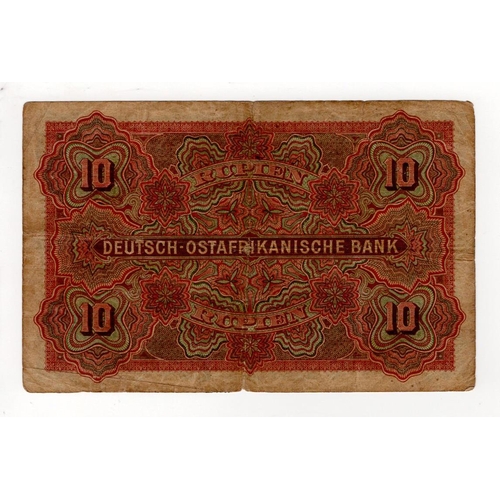 697 - German East Africa 10 Rupien dated 15th June 1905, serial no. 13536 (Pick2) pinholes and edge nicks,... 