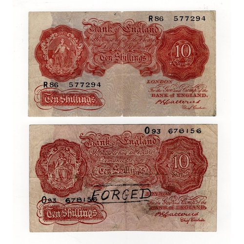 70 - Catterns 10 Shillings FORGERY (2), an interesting pair of contemporary forgeries, the first low qual... 