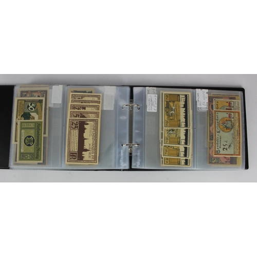 717 - Germany Notgeld (234) in album, a mixed collection of town/city sets, some rarer types seen, the maj... 