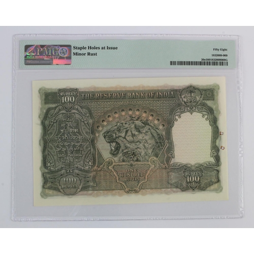 745 - India 100 rupees issued 1937, Calcutta branch issue, signed C.D. Deshmukh, a consecutively numbered ... 