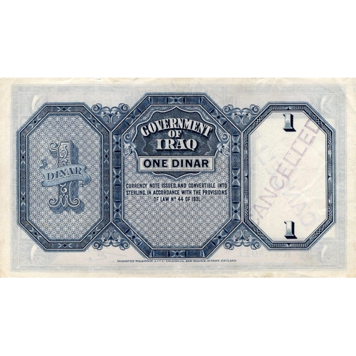 757 - Iraq 1 Dinar Law 1931 (issued 1942), King Faisal II as a child, signed Kennet & Amin, serial K379011... 