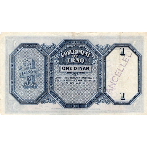 758 - Iraq 1 Dinar Law 1931 (issued 1942), King Faisal II as a child, signed Kennet & Amin, serial L731412... 