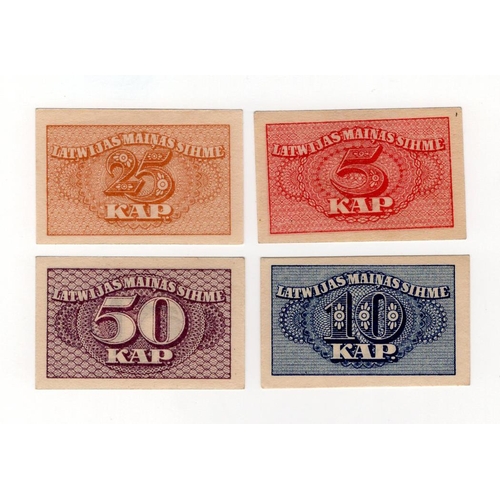 777 - Latvia 5 Kap, 10 Kap, 25 Kap & 50 Kap issued 1920 (TBB B109 - B112, Pick9 - 12) Uncirculated