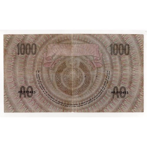 812 - Netherlands 1000 Gulden dated 12th October 1931, serial AO 015493 (Pick48) centre pinhole, otherwise... 