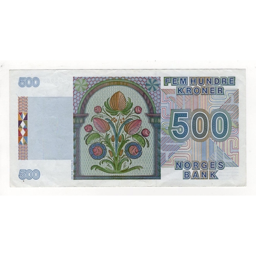 823 - Norway 500 Kroner dated 1996, serial No. 5202963316 (Pick44c) VF