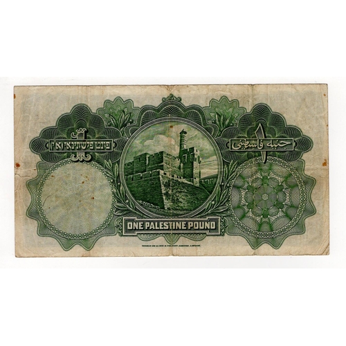 834 - Palestine 1 Palestine Pound dated 20th April 1939, serial U526725 (TBB B102c, Pick7c) 2 tiny pinhole... 