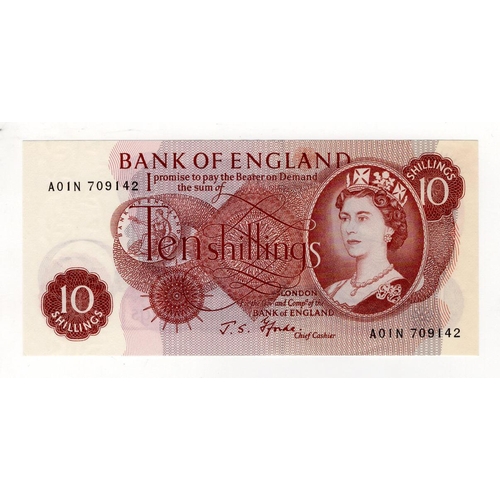 90 - Fforde 10 Shillings issued 1967, FIRST RUN 'A01N' prefix, serial A01N 709142 (B310, Pick373c) origin... 