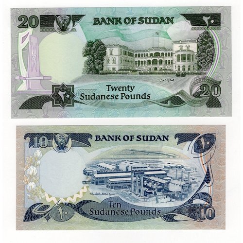 902 - Sudan (2), 20 Pounds and 10 Pounds dated 1981, F/9 533636 and E/4 295078 (TBB B316a & B317a, Pick20a... 