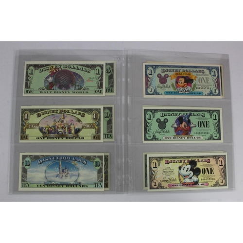 924 - United States of America Disney Dollars (12), 1 Dollar (8) dated 1987, 1993, 1998, 1999, 2000, 2001,... 