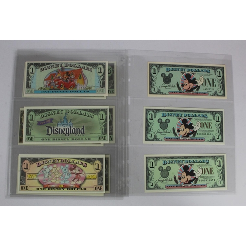 924 - United States of America Disney Dollars (12), 1 Dollar (8) dated 1987, 1993, 1998, 1999, 2000, 2001,... 