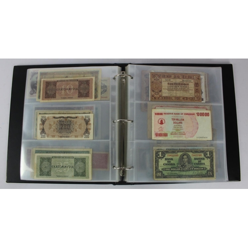 961 - World (192), collection in album including Belgian Congo 20 Francs 1957 and 100 Francs 1954, Falklan... 