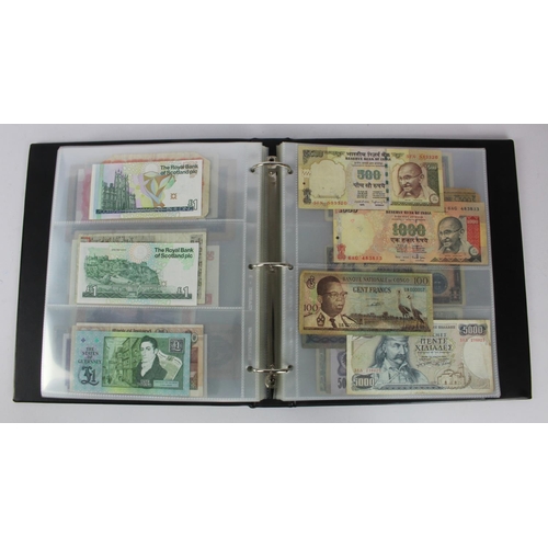 961 - World (192), collection in album including Belgian Congo 20 Francs 1957 and 100 Francs 1954, Falklan... 