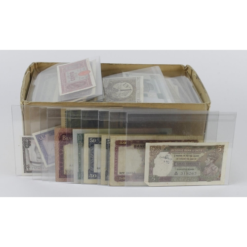 974 - World (400+), large box of mixed notes including India, Pakistan, Straits Settlements, Morocco, Rhod... 