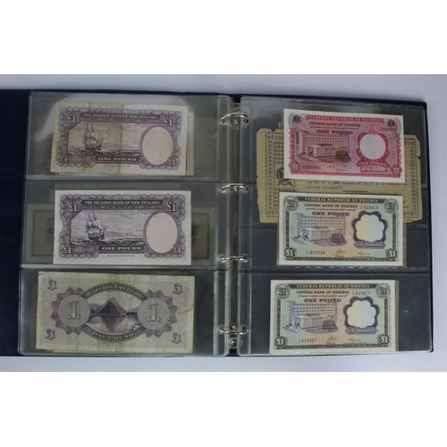 981 - World (61), a collection of 1 Pound notes from around the world in Hendon Album, Biafra, Cyprus, Egy... 