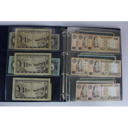 981 - World (61), a collection of 1 Pound notes from around the world in Hendon Album, Biafra, Cyprus, Egy... 