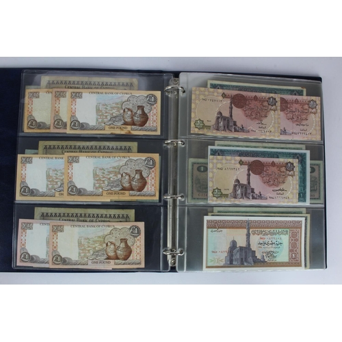 981 - World (61), a collection of 1 Pound notes from around the world in Hendon Album, Biafra, Cyprus, Egy... 