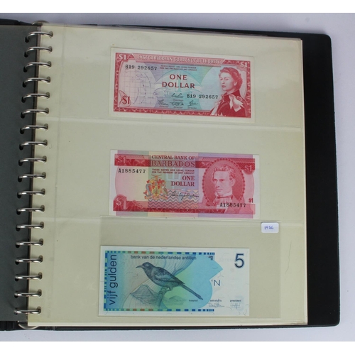 982 - World (62) in Lindner album, including East Caribbean 1 Dollar 1965, Belgium 1000 Francs 1980, Rwand... 