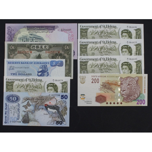 987 - World (9), Saint Helena 1 Pound (4), a consecutively numbered run, Sri Lanka Ceylon 50 Rupees 1979, ... 