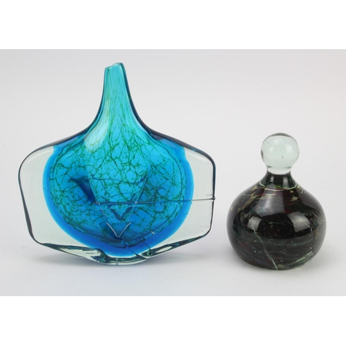 102 - Mdina glass axehead vase, makers marks to base, height 22cm, width 21.5cm approx., together with a M... 