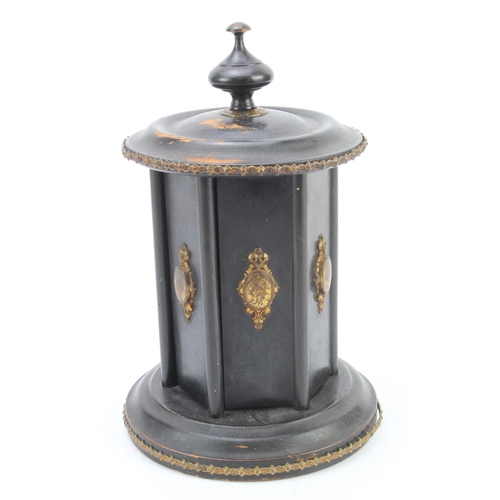 163 - Victorian ebonised and gilt metal mounted table top cigar dispenser