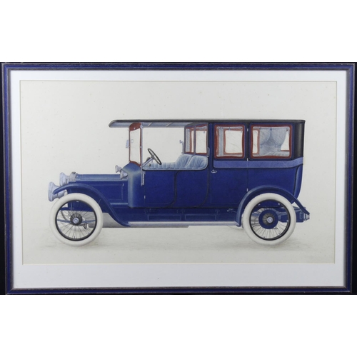 17 - 1911 Daimler Limousine. Artist's original car factory illustration in watercolour, heightened with w... 