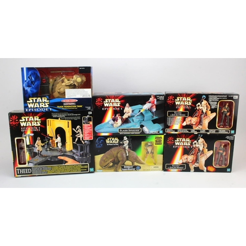 266 - Star Wars. A collection of six boxed Kenner / Hasbro Star Wars toys, including figures, transport, e... 