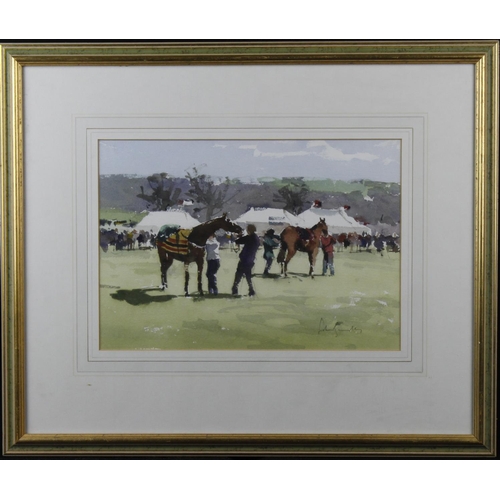 34 - John Yardley (b. 1933). Watercolour, depicting horses being shown at a country fair, signed by artis... 