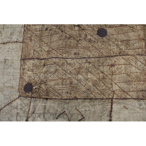 457 - Tonga interest. Large Tonga Tapa cloth, with traditional decoration, of age, 82 x 110 inches approx.... 