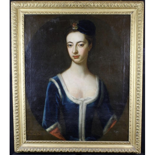 46 - Oil on canvas, circa early to mid 18th Century, depicting a portrait of Dorothy Morley, artist unkno... 