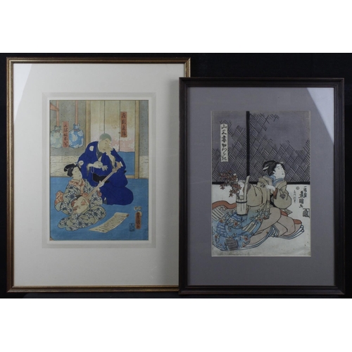 50 - Utagawa Kunisada ( 1786 - 1864 Pair of Japanese woodblock prints depicting theatrical scenes. Image ... 
