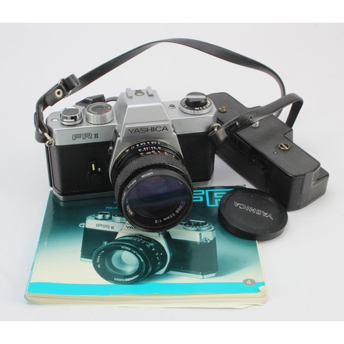 515 - Yashica FRII camera (no. 204539), with Yashica DSB 55mm 1:2 lens, together with Yashica Winder & boo... 