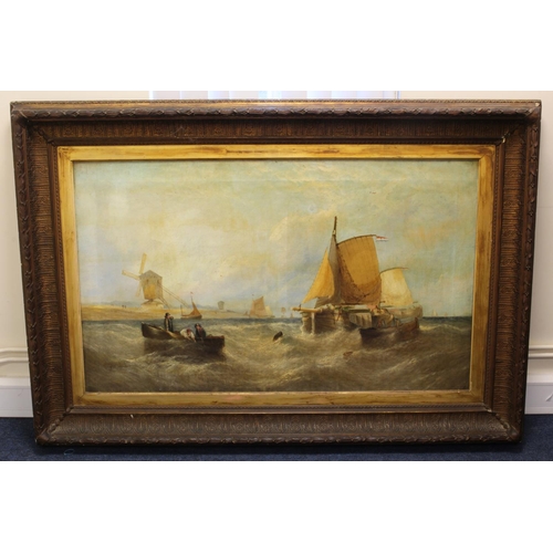 70 - William Calcott Knell (1830-1880). Oil on canvas, titled to reverse and dated 'Fishing Boats off the... 