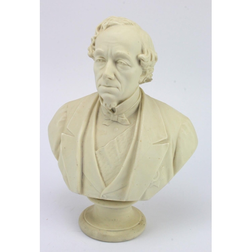 87 - Copeland bust, depicting Disraeli, circa 1878, makers marks to reverse, crack to collar, height 28.5... 