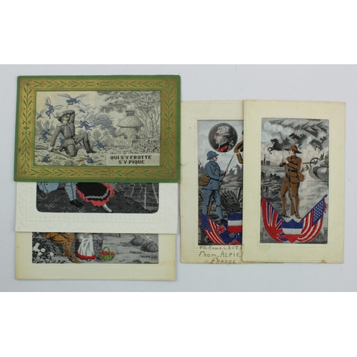 306 - Military, English, French & U.S.A. soldiers, flags, etc   (5)