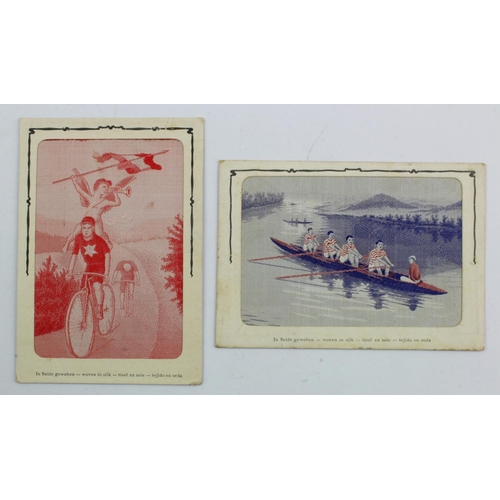 331 - Rowing team, blue silk, Cyclists with Angel, red silk, German publisher   (2)