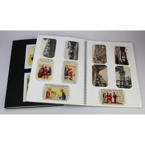 407 - GB topo and Comic postcards housed in 2x large black albums  (approx 300)