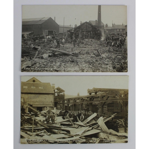 520 - Suffolk, Ipswich: 2 x RP of the Fire at Greyfriars Foundry, fine cards.