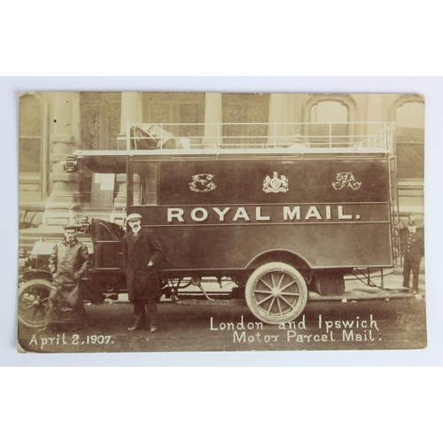 522 - Suffolk, Ipswich: RP 1907 London and Ipswich Motor Parcel Mail van 1907 - p/u 1907-  fine card.