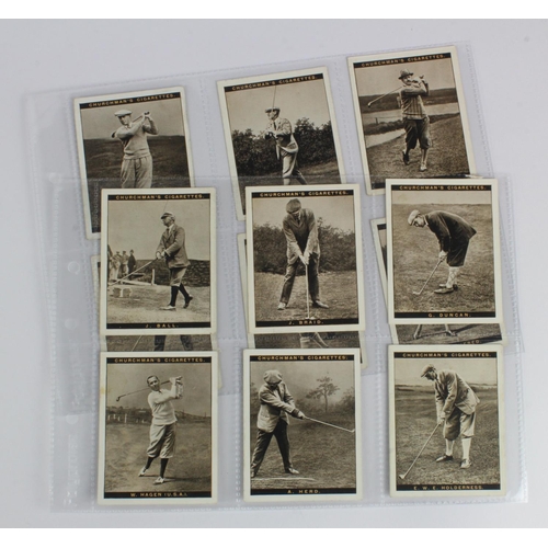 590 - Churchman - Famous Golfers, 1st series of 12 large cards, (Jones, Hagen, Vardon, etc) VG cat value £... 