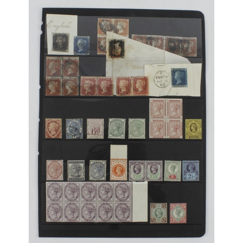 63 - GB - various Victorian mint & used stamps on a hagner page, incl 2x Penny Black 1840 and 1840 2d blu... 